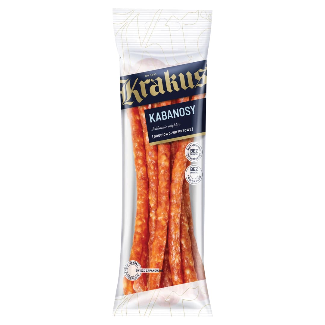 KRAKUS Kabanosy drobiowo-wieprzowe. 66,21 zl/kg